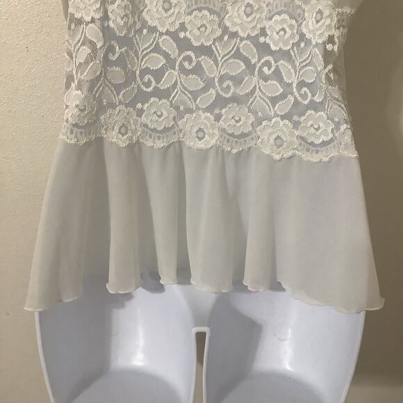 Y2K Off White Lace Babydoll Fairy Coquette Dollette Angelcore Lace Camisole 1X - Picture 6 of 8